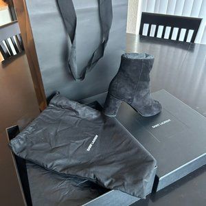 Yves Saint Laurent, 36+, black suede boots.